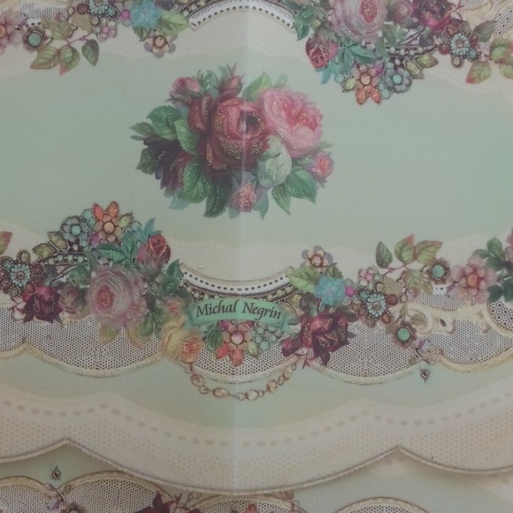 2 pc Michal Negrin Runners Dining Table Kitchen Home Decor Victorian Rose Floral - Picture 7 of 10